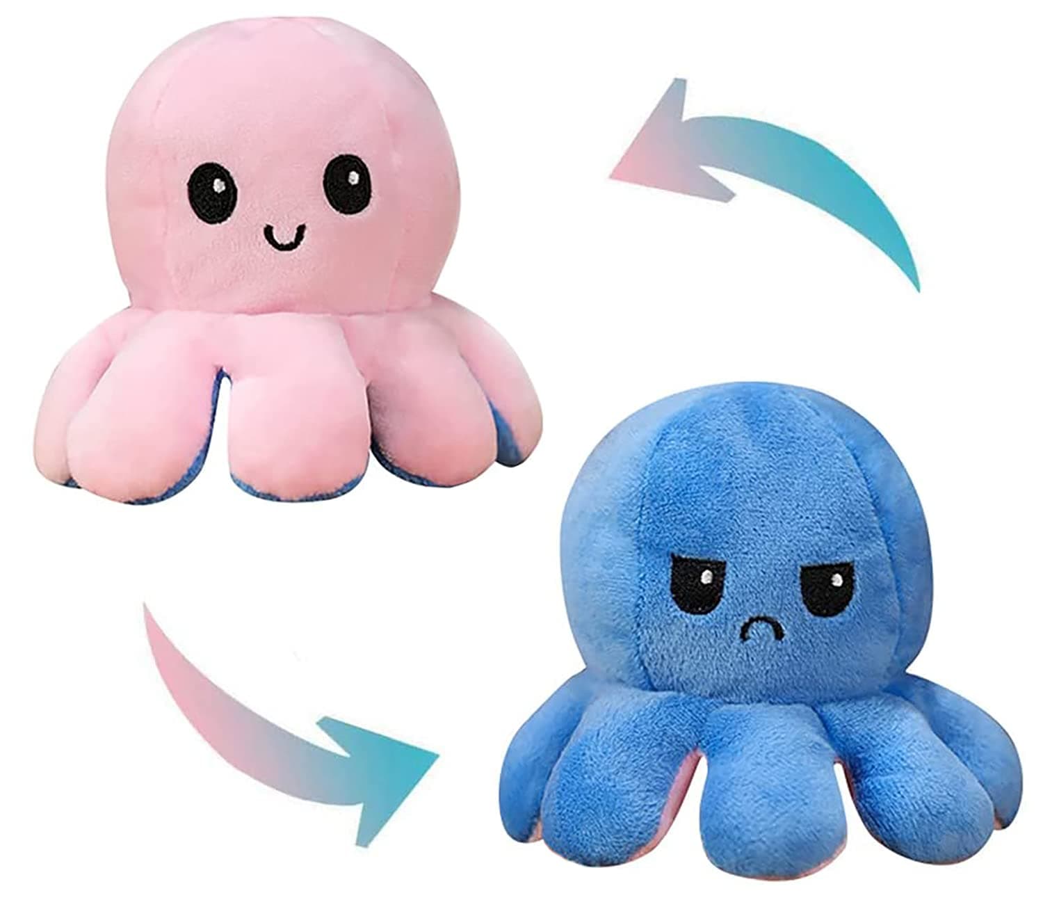 Double-sided octopus plush doll octopus happy expression and sad expression , double-sided expression reversible flip octopus stuffed plush doll (30cm*30cm) (Color G)