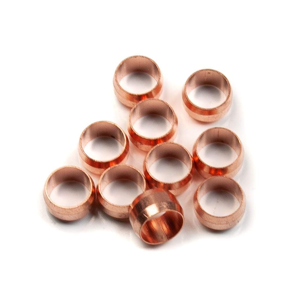 10mm Compression Olives Copper for 10mm Copper Plumbing Pipe (Pack of 10)