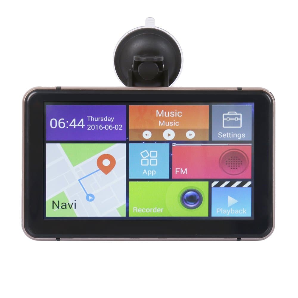 NavLine 7" Android Sat Nav with Built-in Dash Cam, Car Truck GPS Navigation + Driving Recorder + Android Tablet 3 in 1, with WiFi, Bluetooth, Main EU Maps Preloaded, Lifetime Map (Gold)