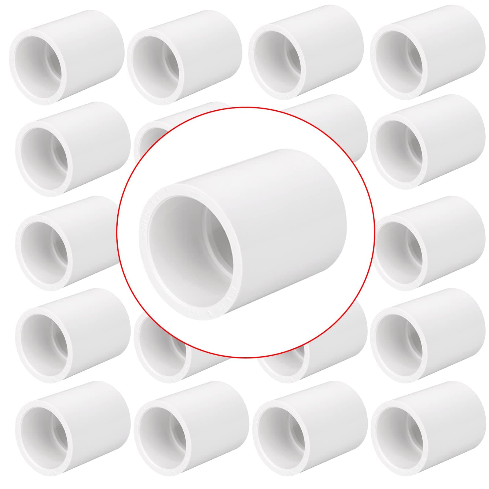 20 Pack 3/4" PVC Pipe Coupling Adapter Pipe Fittings (Socket x Socket) Contractor Pack Schedule 40 Heavy Duty 3/4 Inch PVC Slip Socket Connectors for DIY PVC Shelf Garden Support Structure, White