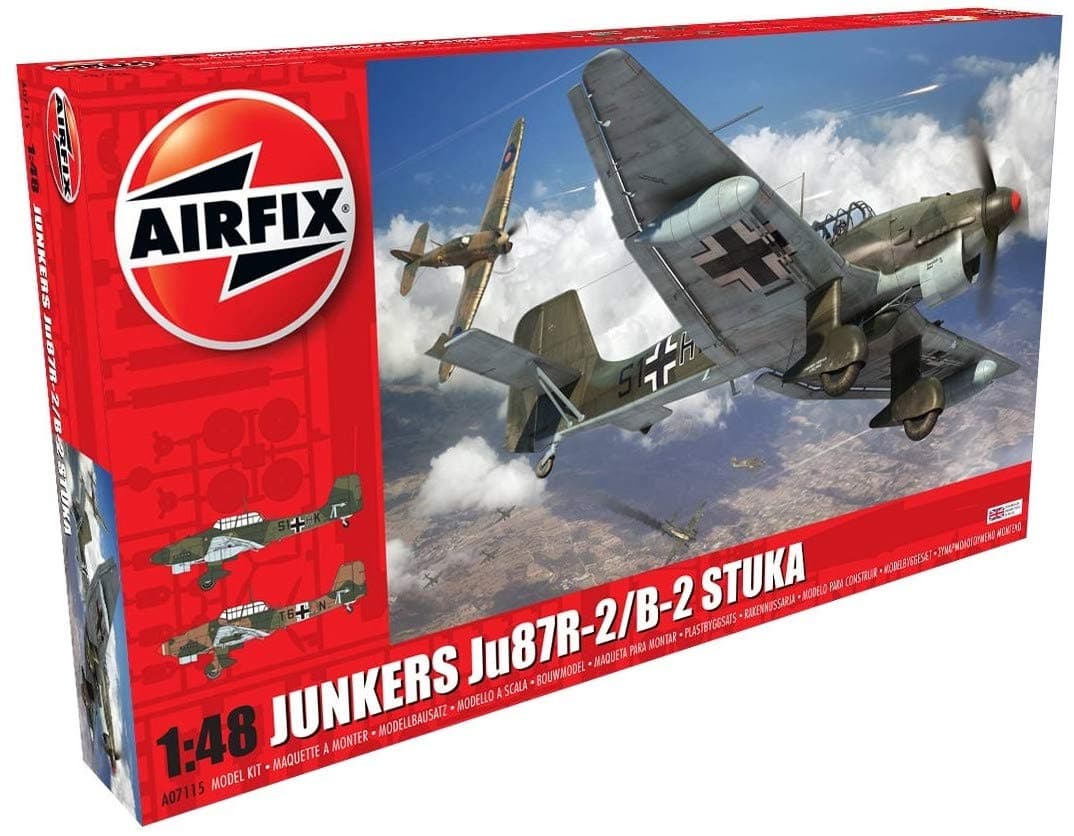 Model Set - A07115 Junkers JU87B-2/R-2 Model Building Kit - Plastic Model Plane Kits for Adults & Children 8+, Set Includes Sprues & Decals - 1:48 Scale Model