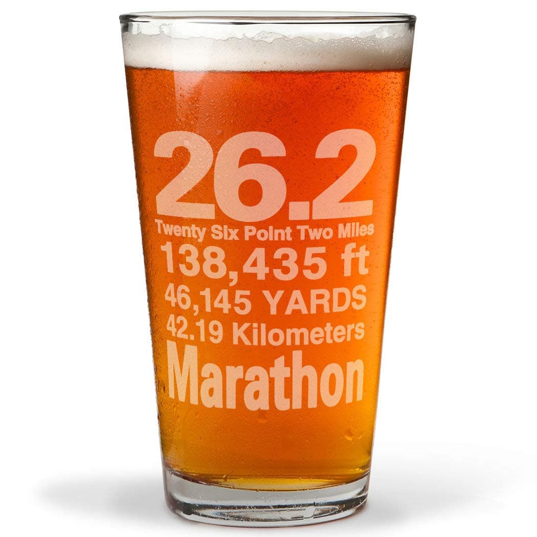 Gone For a Run 26.2 Math Miles Engraved Beer Pint Glass | 16 oz.