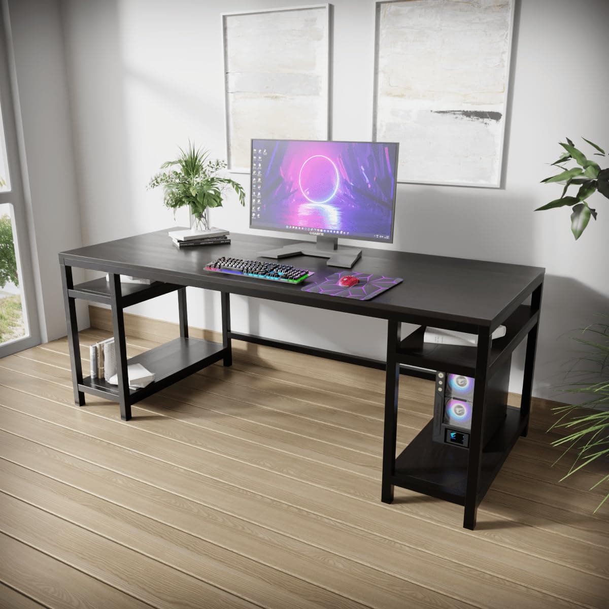 Edward Computer Table in Engineering Wood for Home & Office, Simple Style Desk, Scratch Resistance Surface, Easy to Assemble. (Brown)