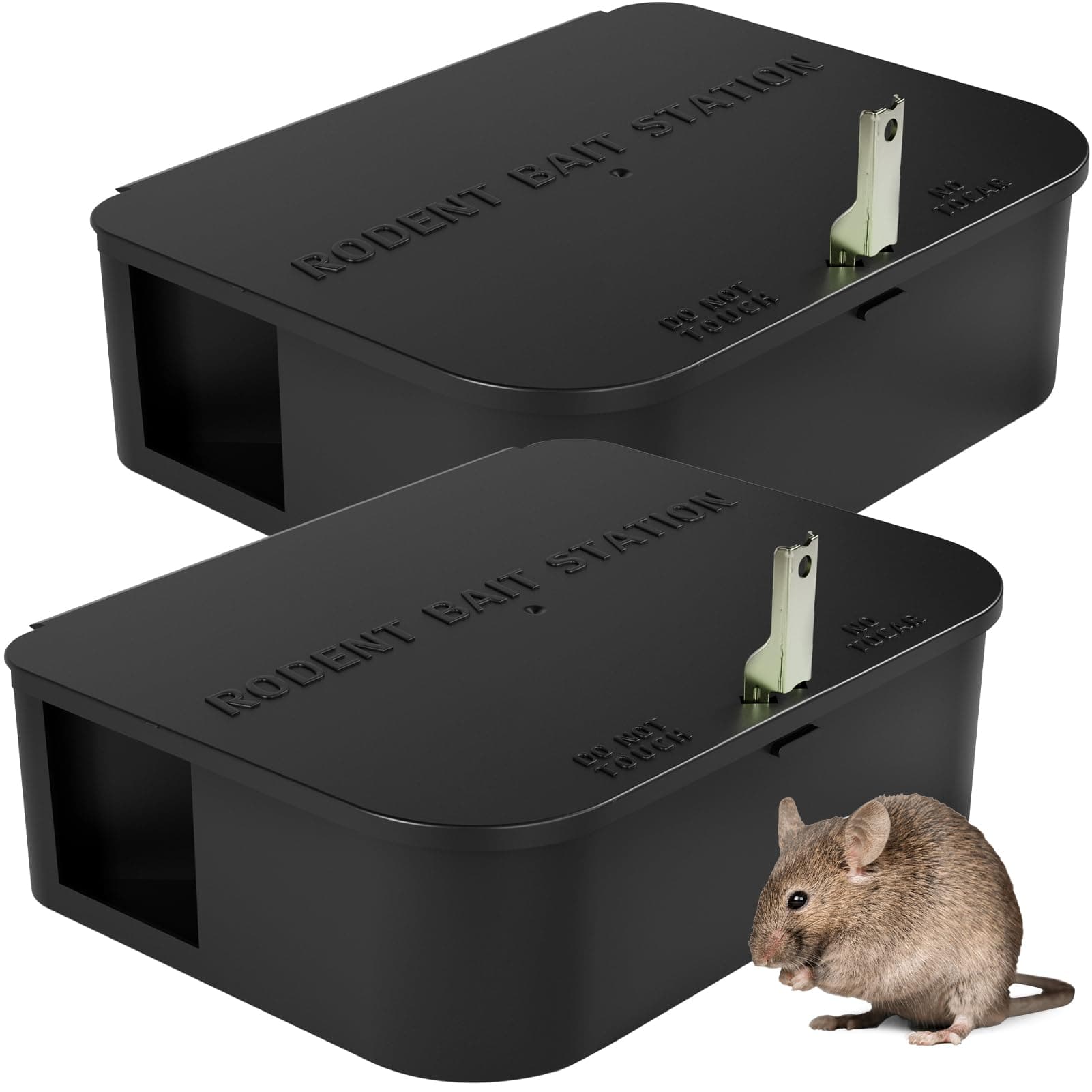 Rat Station Box with 1 Key, Complete Rodent Solution Keeps Rats Away, Pet & Child-Safe, Lock & Key Available, Reusable & Long-Lasting, Indoor & Outdoor, 2 Pack