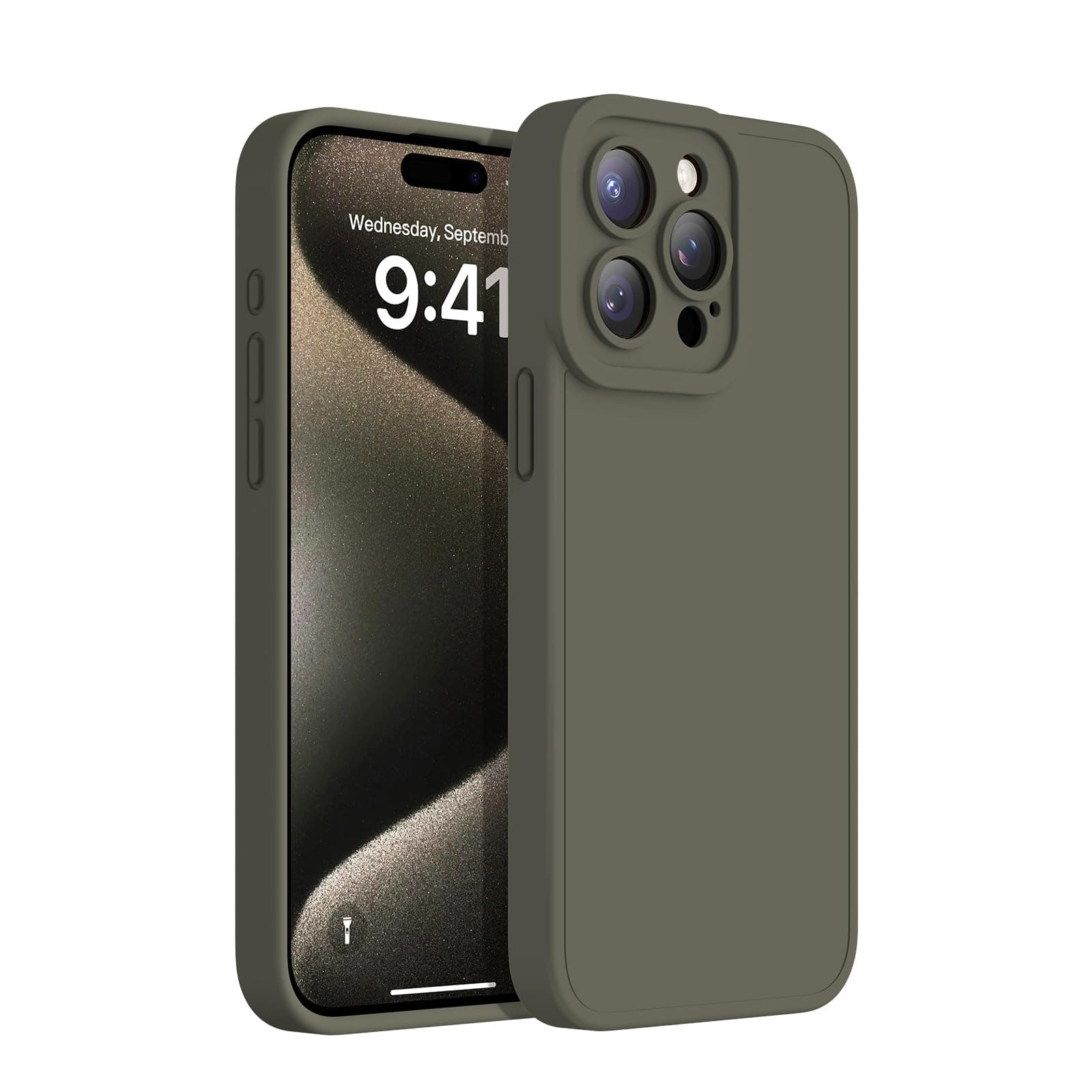 Designed for iPhone 15 Pro Max Case Silicone - Enhanced Camera Lens Protection - Soft Microfiber Lining Inside - Shockproof Protective Phone Case 6.7" for Men Women Girls - Marl Grey