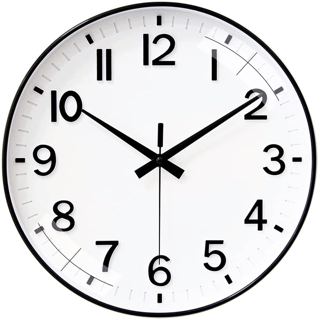 Rylan Plastic Wall Clock 12" Silent Quartz Decorative Latest Wall Clock Non-Ticking Classic Clock Battery Operated Round Easy to Read for Room/Home/Kitchen/Bedroom/Office/School(White Black) - Analog