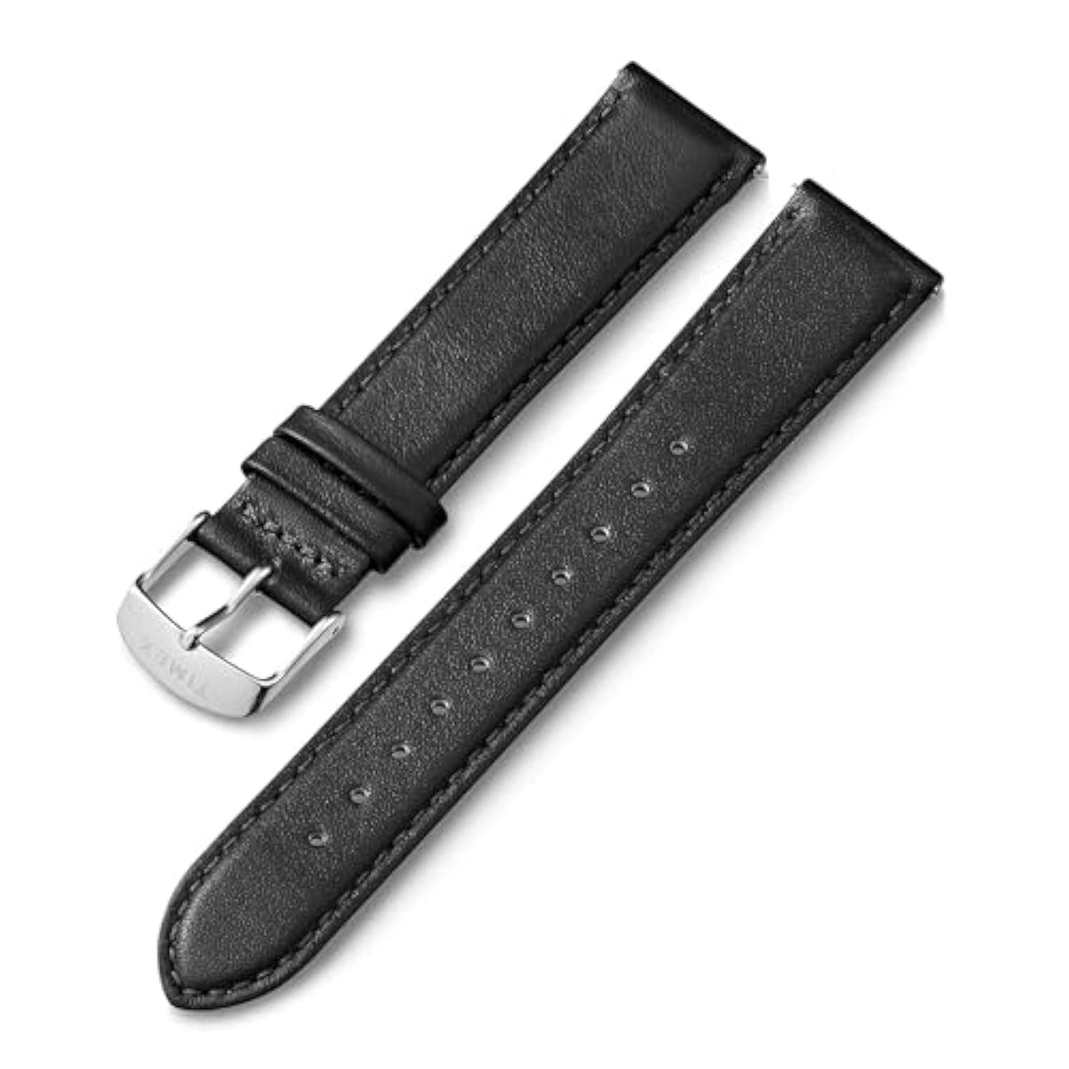 Timex Men's Two-Piece 20mm Quick-Release Strap, Black Stitched/Silver-Tone, Modern