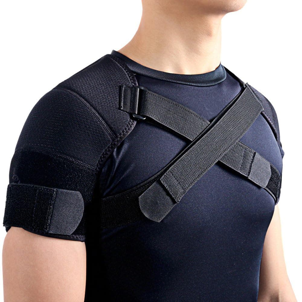 Kuangmi Double Shoulder Support Brace Strap Wrap Neoprene Protector,XL