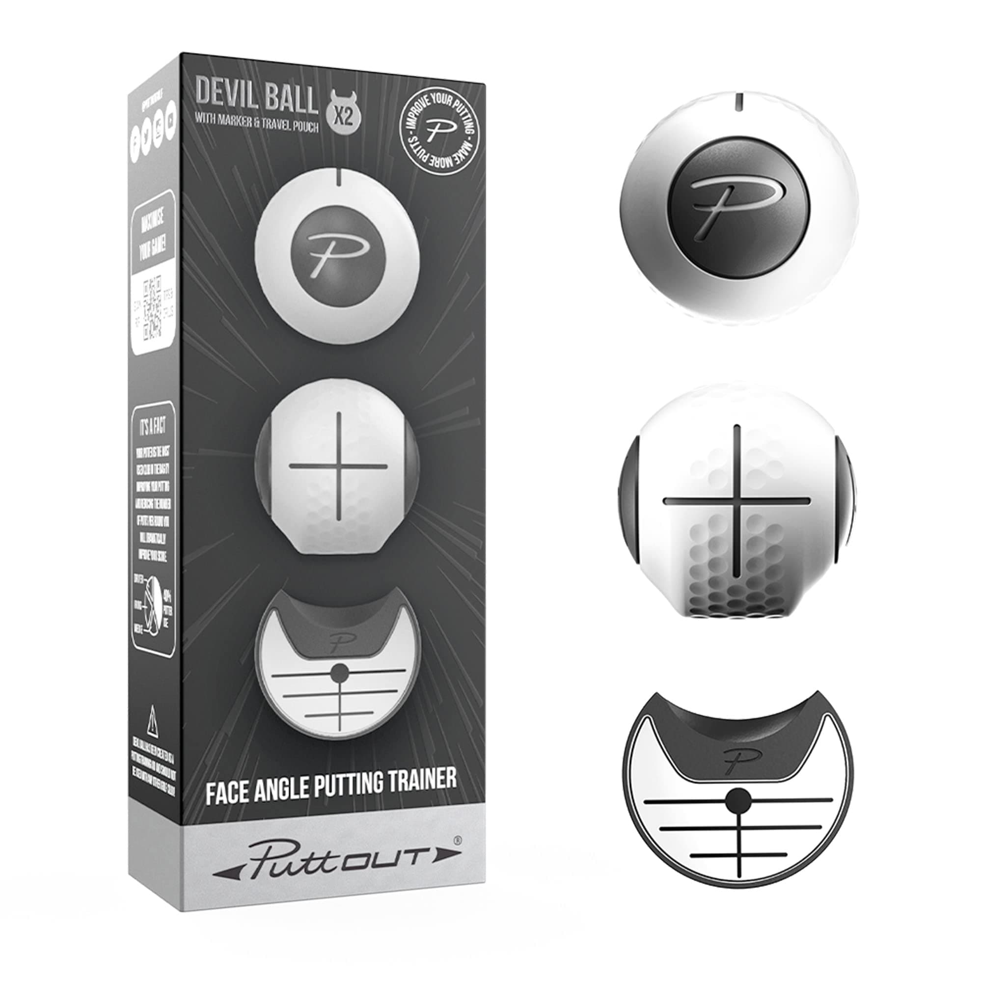 PuttOUT Devil Ball Face Angle Trainer - Golf Training Aid to Perfect Your Putting