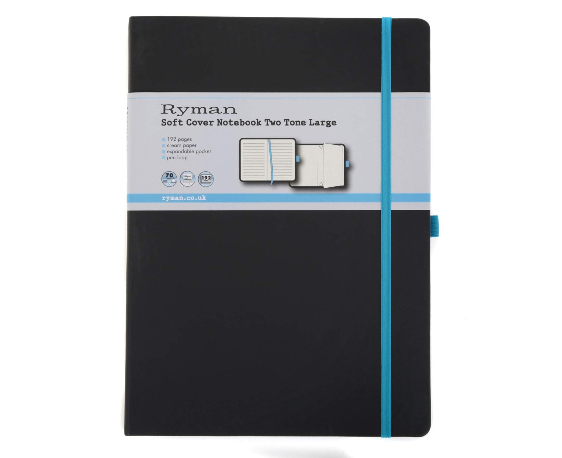 Ryman Soft Cover Notebook (BLACK & BLUE, LARGE)