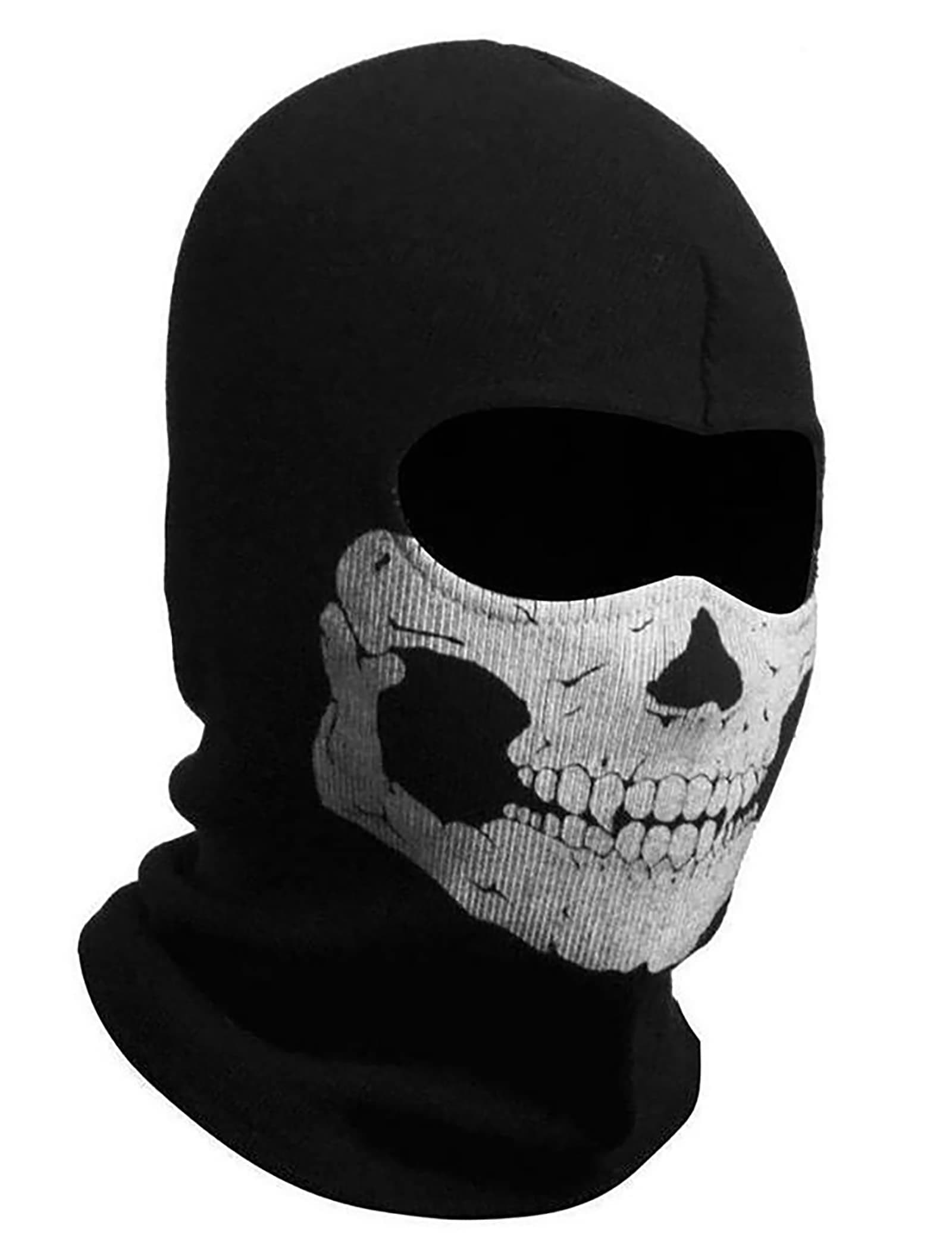 SINSEN COD Ghost Mask Skull Balaclava MW2 Skeleton Costume Full Head Ski Snood Mask Knitted Windproof Warmer Headwear for Bike Skateboard Motorcycle Snowboard Outdoor Sport, Black Ghost, One size