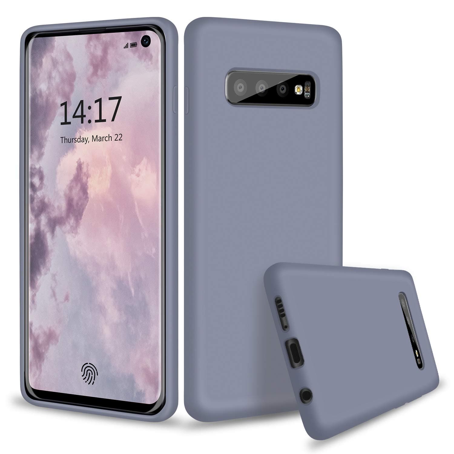 ABITKUCompatible with Galaxy S10 Case, Liquid Silicone Microfiber Cloth Lining Full Body Cover with Screen & Camera Protection 6.1 inch 2019, Lavender Gray