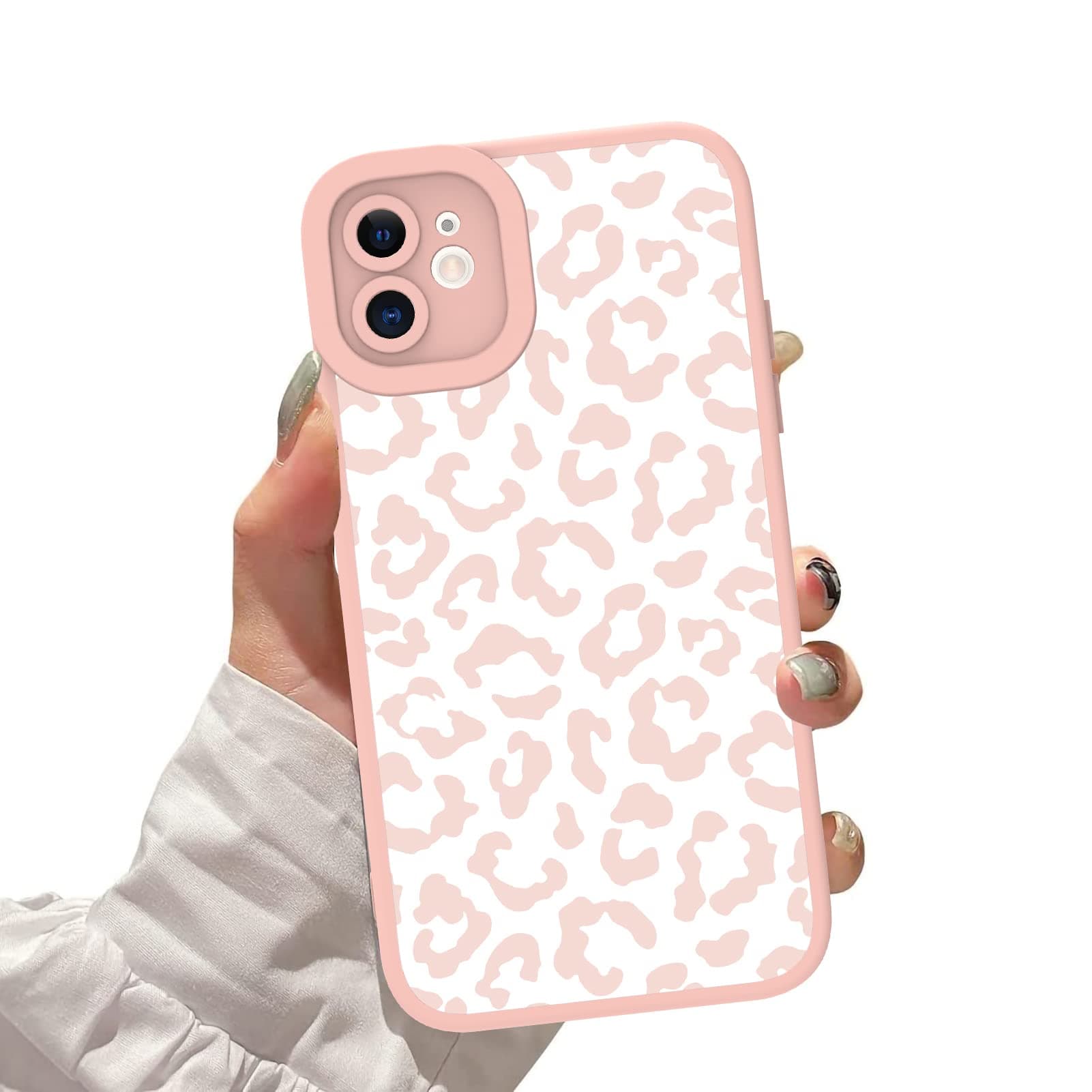 ZIYE for iPhone 12 Case Pink Leopard Pattern Phone Case with Camera Protection,TPU Silicone Rubber Protective Cover Cheetah Design Cases Compatible with iPhone 12 6.1 Inch