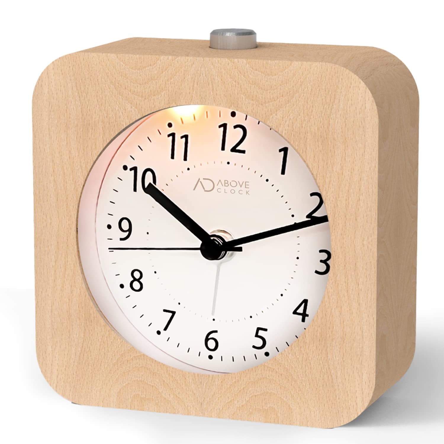 Battery Powered Silent Alarm Clock with Snooze Function/Night Light - Bedside Clock with Non-Ticking Motion, Requires 1 AA Battery