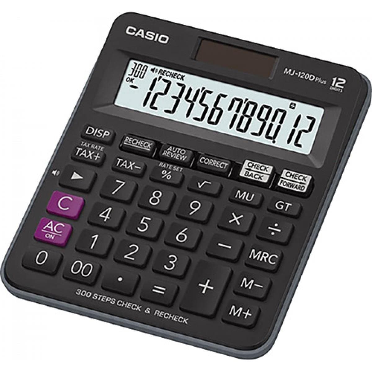 Casio MJ-120D Plus - BK, 300 Steps Check and Correct, Desktop Calculator with Tax & GT Keys