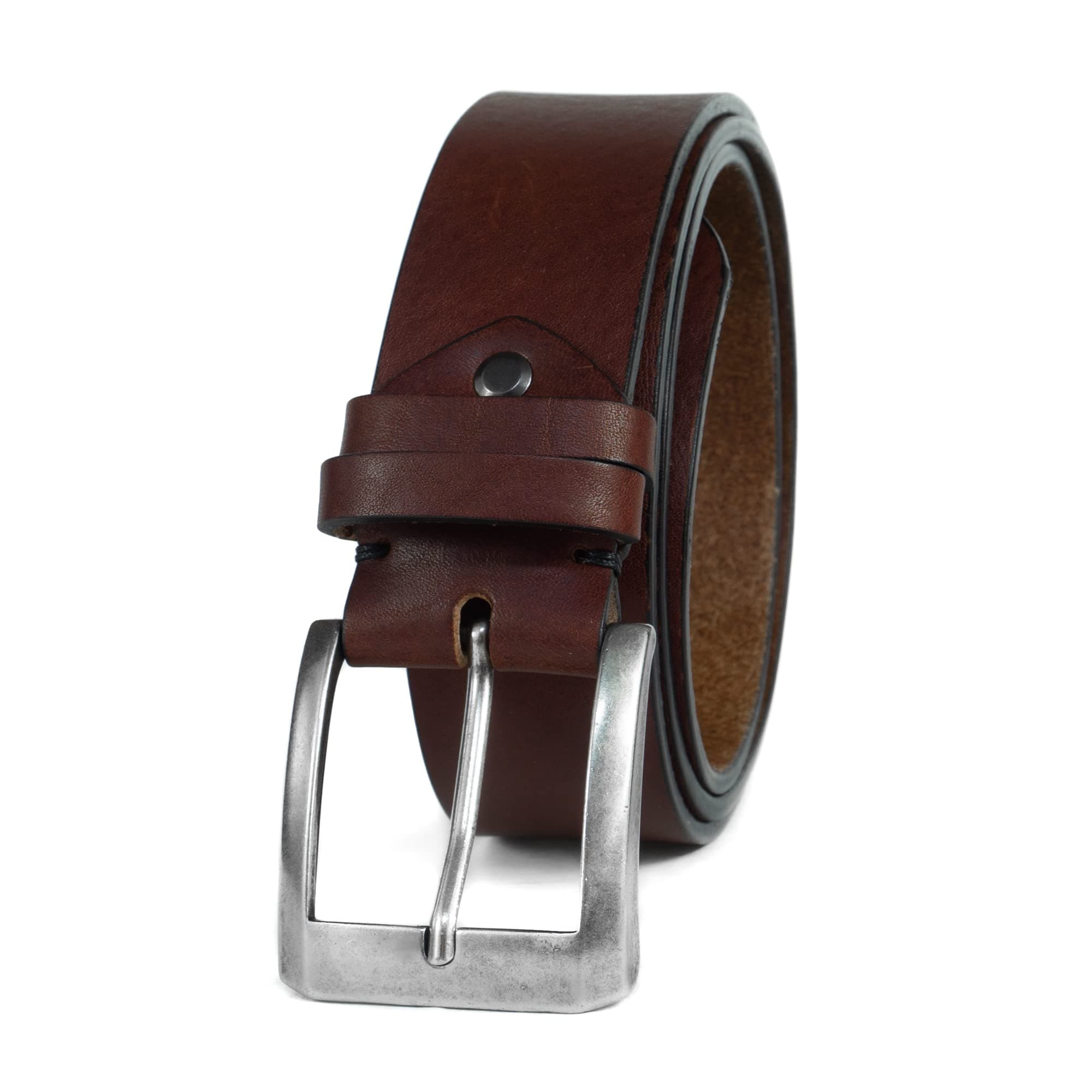 HoffeBeltsMen's Leather Belt - Handmade Belts for Men with Buckle, Full Grain Leather Belts, Casual & Dress & Reversible