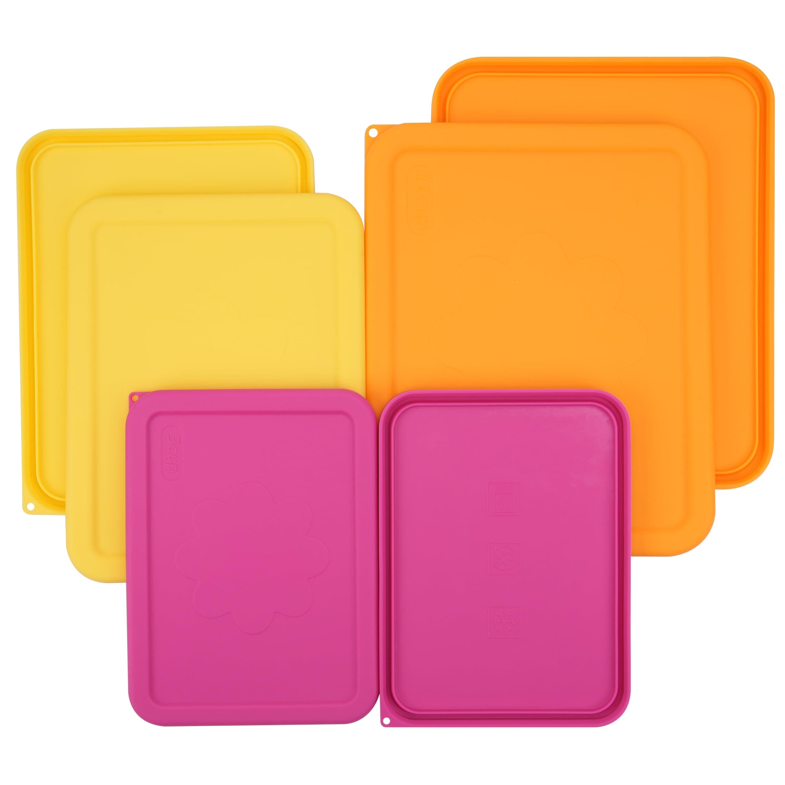 3 Cup 6 Cup 11 Cup Rectangle Silicone Storage Cover Lids Replacement for Pyrex 7210-PC, 7211-PC, 7212-PC Glass Bowls, (Container not Included) 6 Pack, Microwave, Dishwasher and Freezer Safe