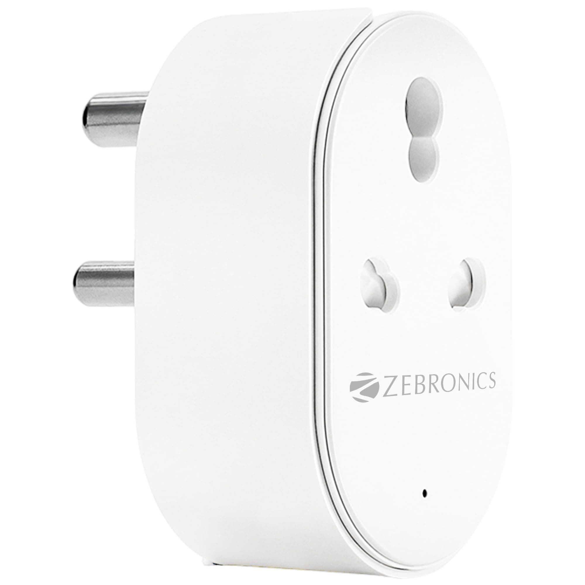 Zebronics ZEB-SP116, Smart Wi-Fi Plug Compatible with Google Assistant & Alexa, Supports Upto 16A and Comes with a Dedicated APP That Features Scheduled Control and Energy Monitoring.