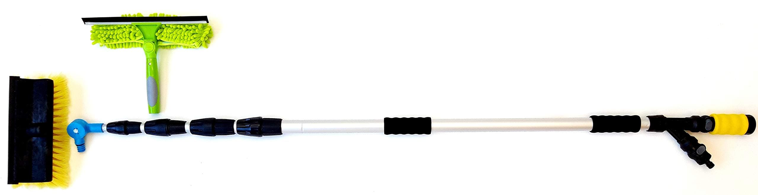 16FT WATER FED WINDOW CLEANING POLE, BRUSH ON OFF SWITCH SOAP DISPENSER PAD SQUEEGEE SWIVAL KNUCKLE