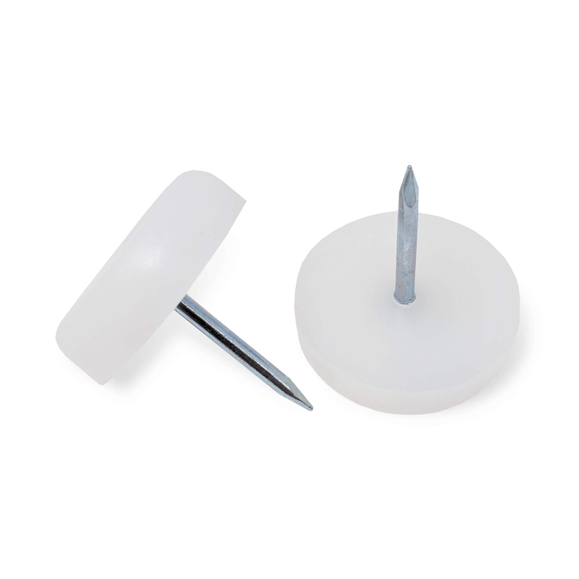 7/8-Inch Plastic Glide with Nail Flat Head White for Furniture Sofa Feet, 50-Pack