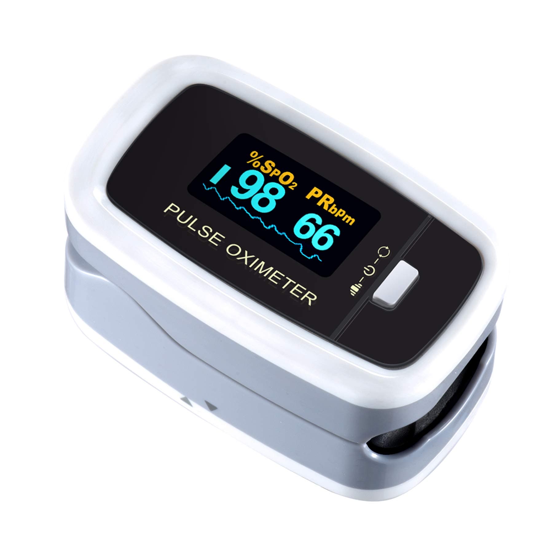 Professional Pulse Oximeter, Electronic Digital Instant Read Oxygen Sensor and Heart Rate Monitor, Rotating OLED Screen with Protection Punch and Cord, CE Approved