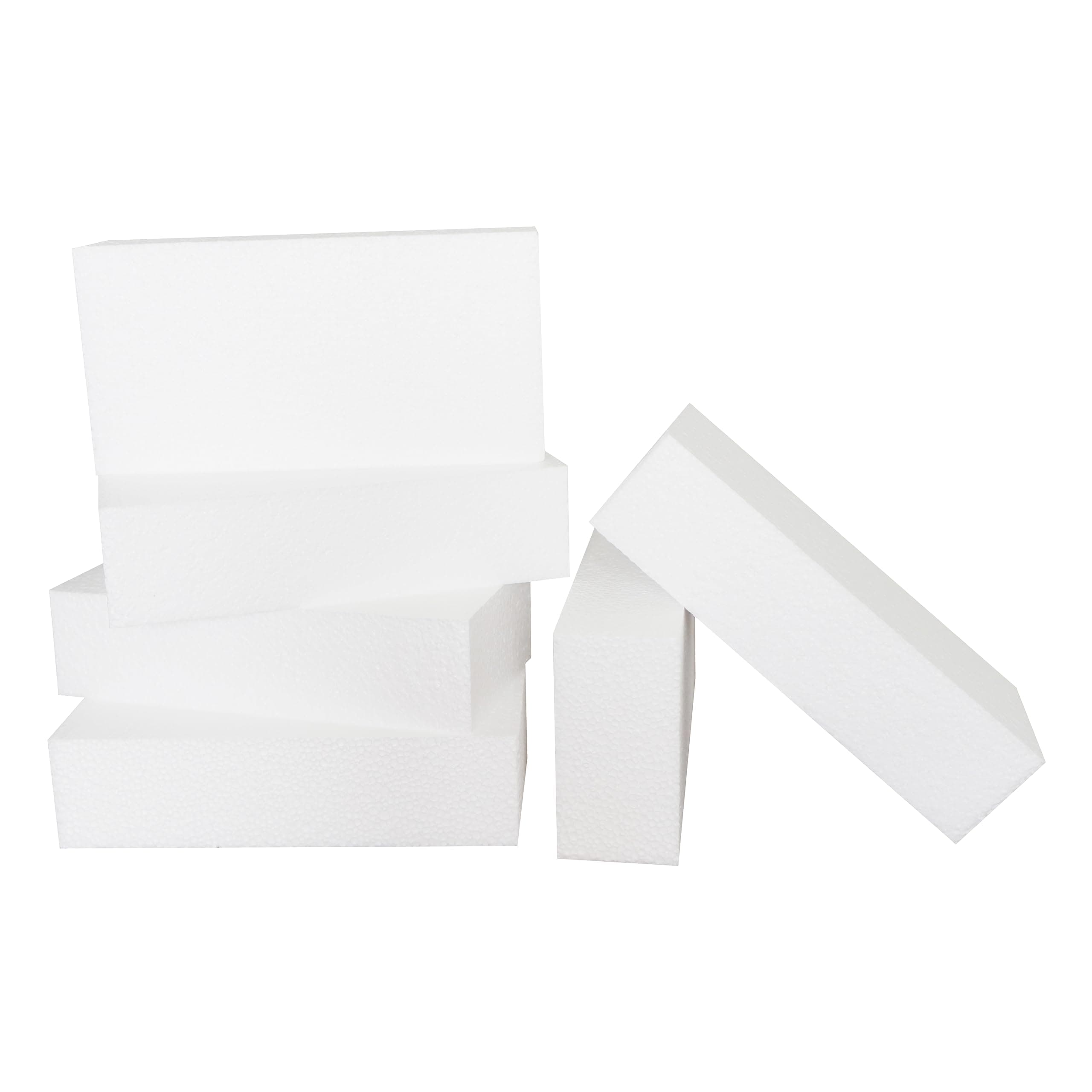 DNB Foam Blocks - 6 Pcs 8 x 4 x 2 Inch Rectangle EPS Polystyrene White Foam Bricks - Crafts and Arts Supplies