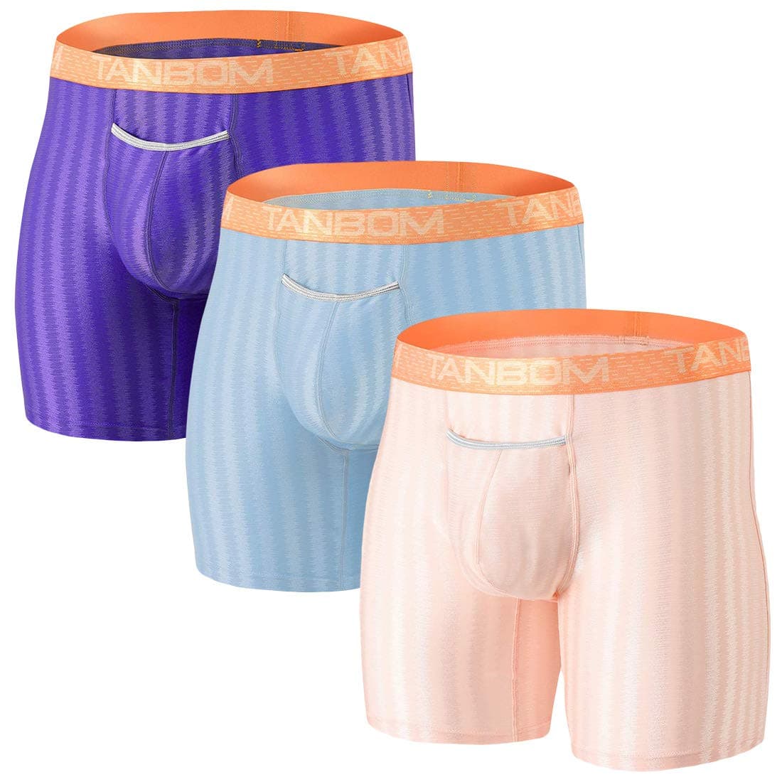 SUMABA Men's Boxer Briefs with Pouch 3-Pack Stretch Open Fly Underwear