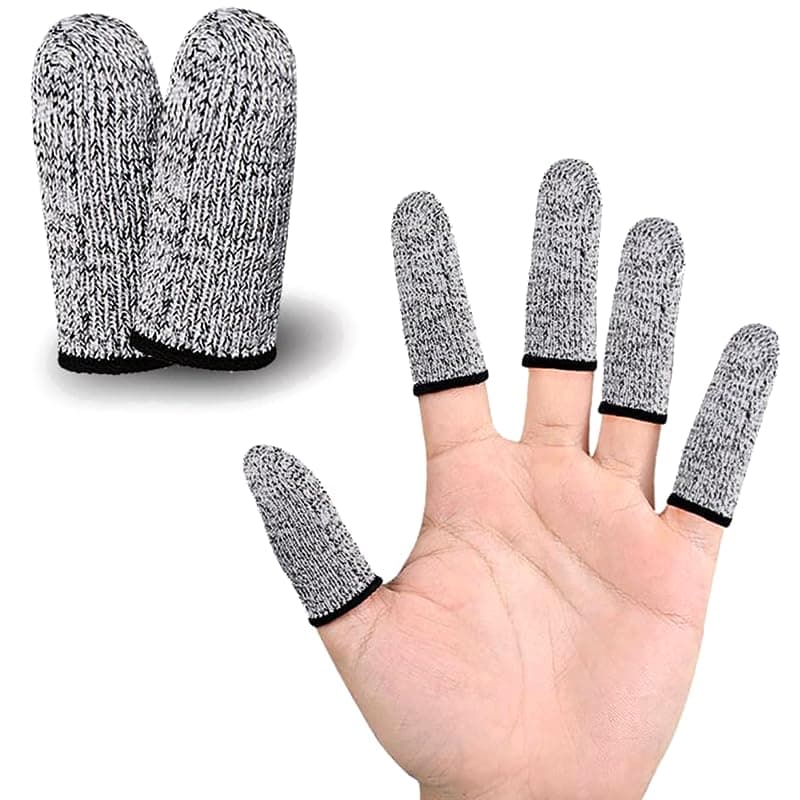 Elfzone Finger Cots Cut Resistant Protector - Finger Covers for Cuts, Gloves Life Extender, Cut Resistant Finger Protectors for Kitchen, Work, Sculpture, Anti-Slip, Reusable (Gray, 48PK)