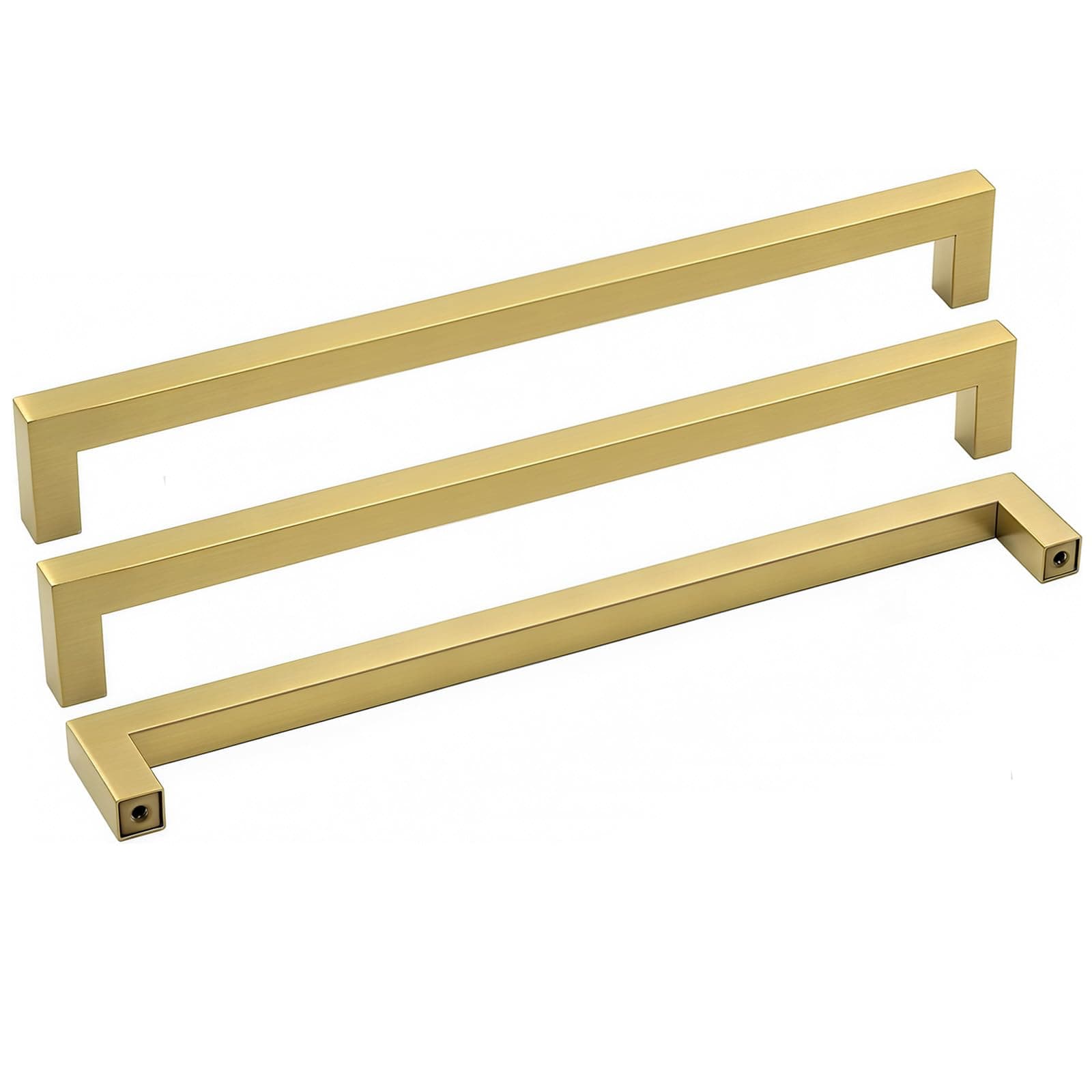 goldenwarm 50 Pack Gold Drawer Pulls 10in Brass Hardware for Cabinets - LSJ12GD256 Modern Square Bar Pulls for Cabinets Brushed Brass Drawer Handles Closet Door Hardware