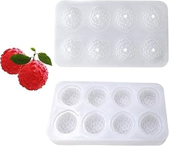 OCPO KITCHEN 3D Litchi Silicone Mold for Baking Mousse Cake, Candy, Chocolate, Truffle, Pastry, Cupcake, Fruit Pudding, Jelly, Ice Cream Mould, Cake Decoration Mold, Litchi Shape (8-Cavity)