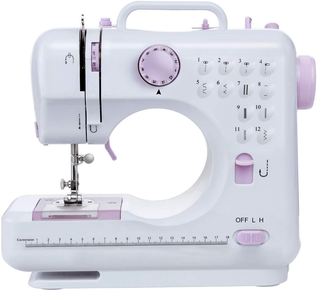 Sewing Machine-12 Stitch Patterns Foot Pedal Double Speed Control Sewing Machine with Replaceable Presser,Electric Overlock Sewing Machine Small Household Sewing Tool 2 Speed
