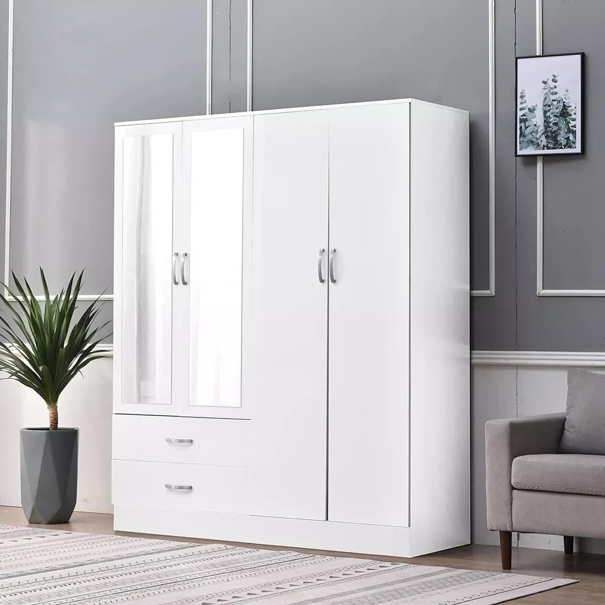 High Gloss 4 Door Wardrobe (White)