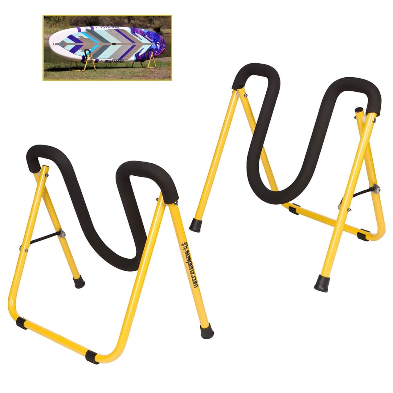 SUP Stands, Stand Up Paddle Board, Surfboard Foldable Racks, EZ-Fold Portable Stand, Yellow 22-1901