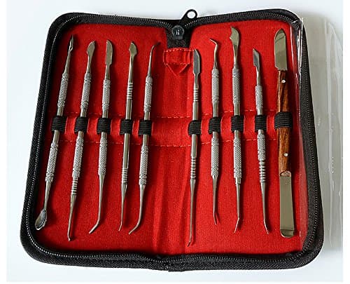 mofa Clay Modeling 10 Piece Tools Pack for Shaping and Sculpting Clay at Schools & Home,Polymer Clay Tools, Pottery & Clay Sculpting Tool Sets, Safe for Kids (10 Piece Set with Leather Handbag)