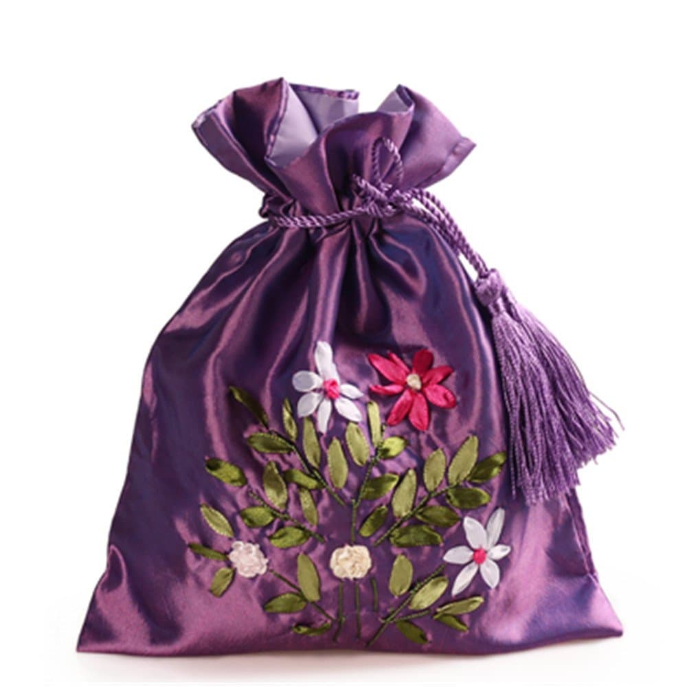2500 Silk Brocade Double Layer Pouch Drawstring Coin Purse Gift Candy Bag H8.3 W7.1 12pcs/Set SND006