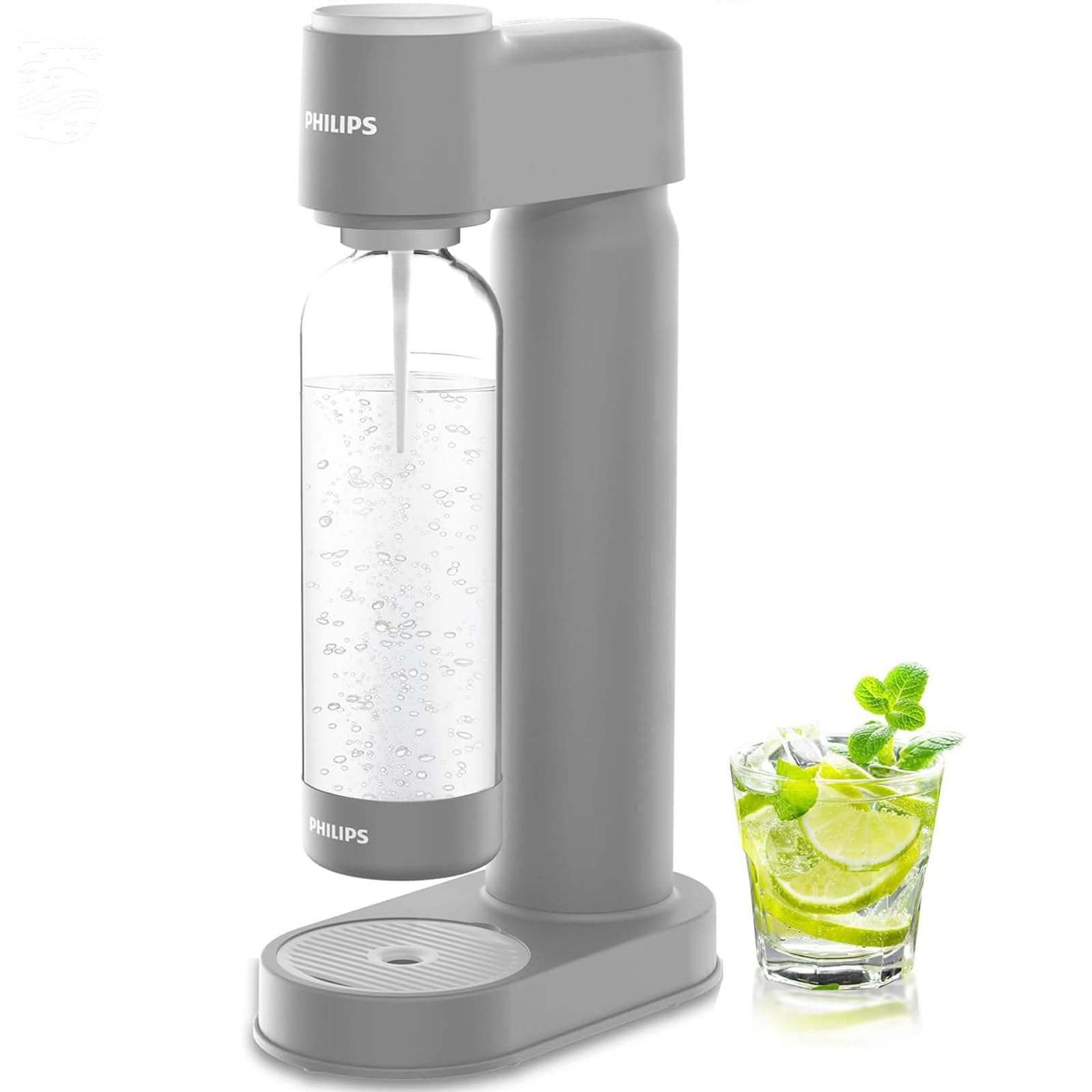 PHILIPS Sparkling Water Maker Soda Maker Soda Streaming Machine Quick Twist for Easy Install, 1L Carbonating Bottle, Soda Water Maker, Compatible with 60L CO2 Carbonator(NOT Included), ADD4901GROQ/37