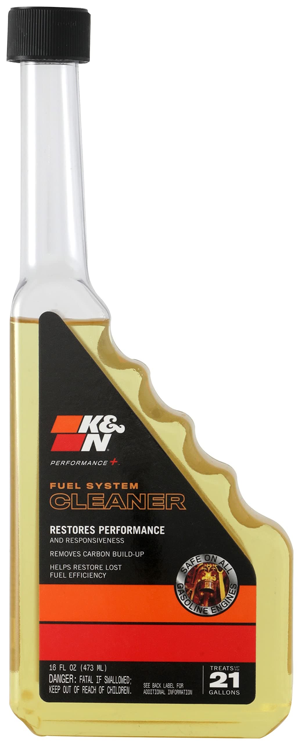 K&N Performance+ Fuel System Cleaner: Restores Performance and Acceleration, 16 Ounce Bottle Treats up to 21 Gallons, 99-2050 , Black