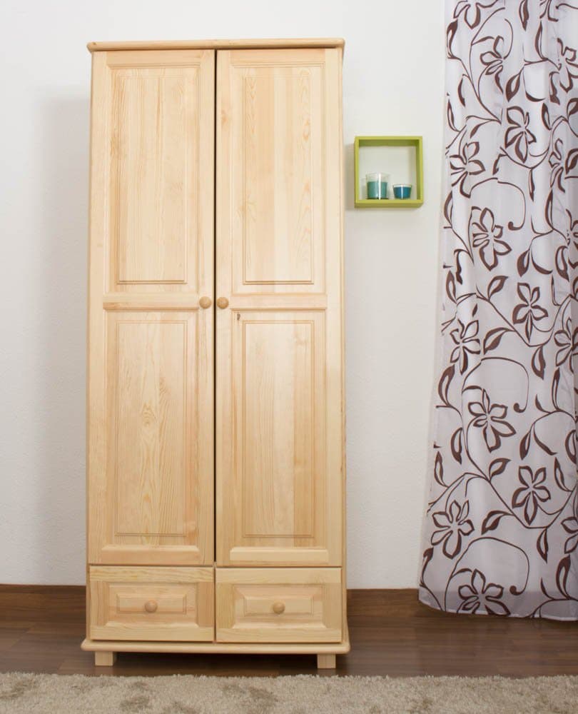 Wardrobe solid natural pine wood 012 - Dimensions 190 x 90 x 60 cm (H x B x T)