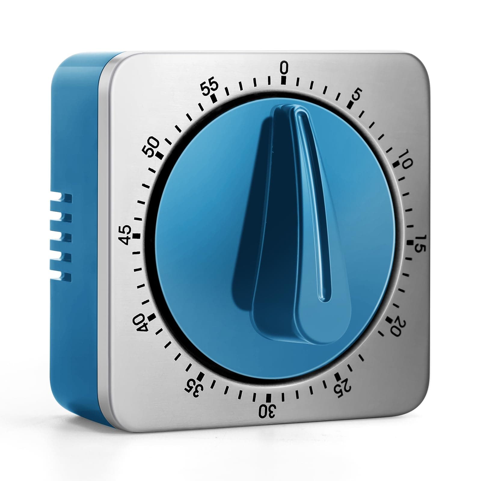 Kitchen Timers for Cooking, Chef Cooking Timer Clock with Loud Alarm,100% Mechanical Desk Timer - No Batteries Required -Magnetic Back, Exquisite Stainless Steel Body -Countdown Reminder Magnetic-Blue