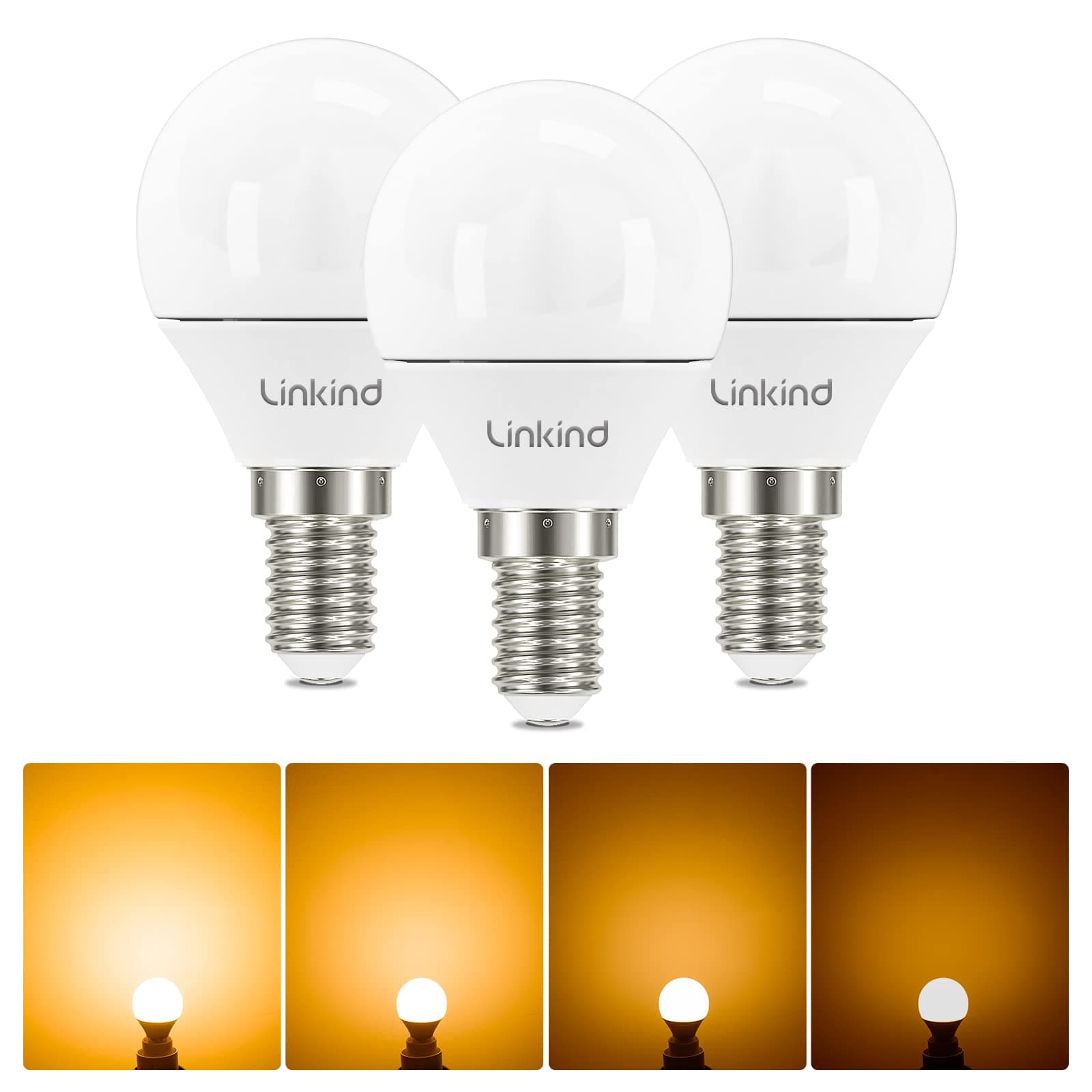 E14 LED Bulb Dimmable, 40W Equivalent Golf Ball P45 Bulb, 4.2W 470LM, 2700K Soft White, Small Edison Screw (SES), Pack of 3
