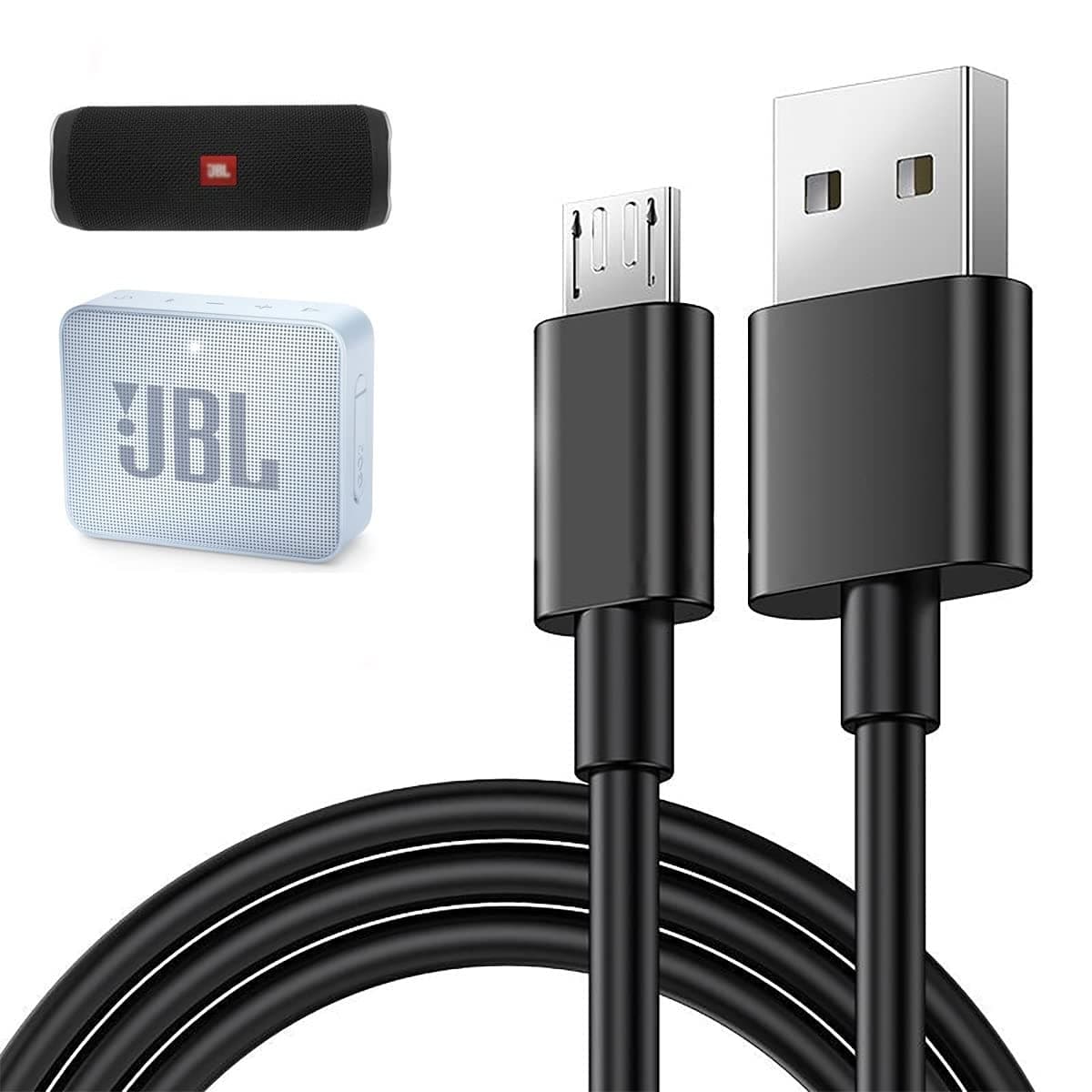 5FT Black Micro USB Charger Cable for JBL Flip 2, 3, 4, Pulse 2, 3, Clip, Clip Plus, Charge 2+, 3, Xtreme, Go 2 Bluetooth Speakers