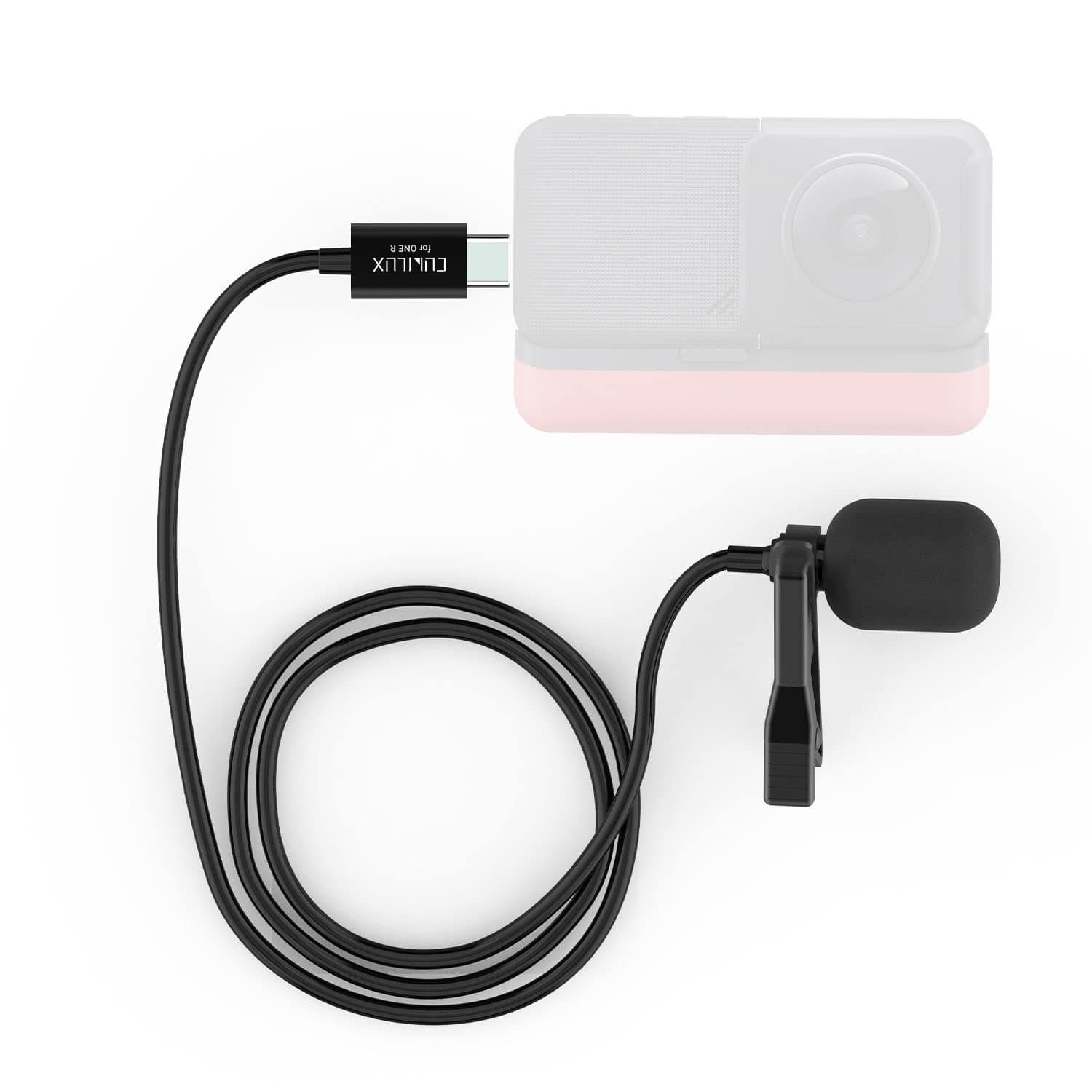 CubiluxMLC-7 Microphone Compatible with Insta360 ONE R, USB Type C Unidirectional Lavalier Clip Lapel MIC Compatible with Insta 360 ONE R Camera