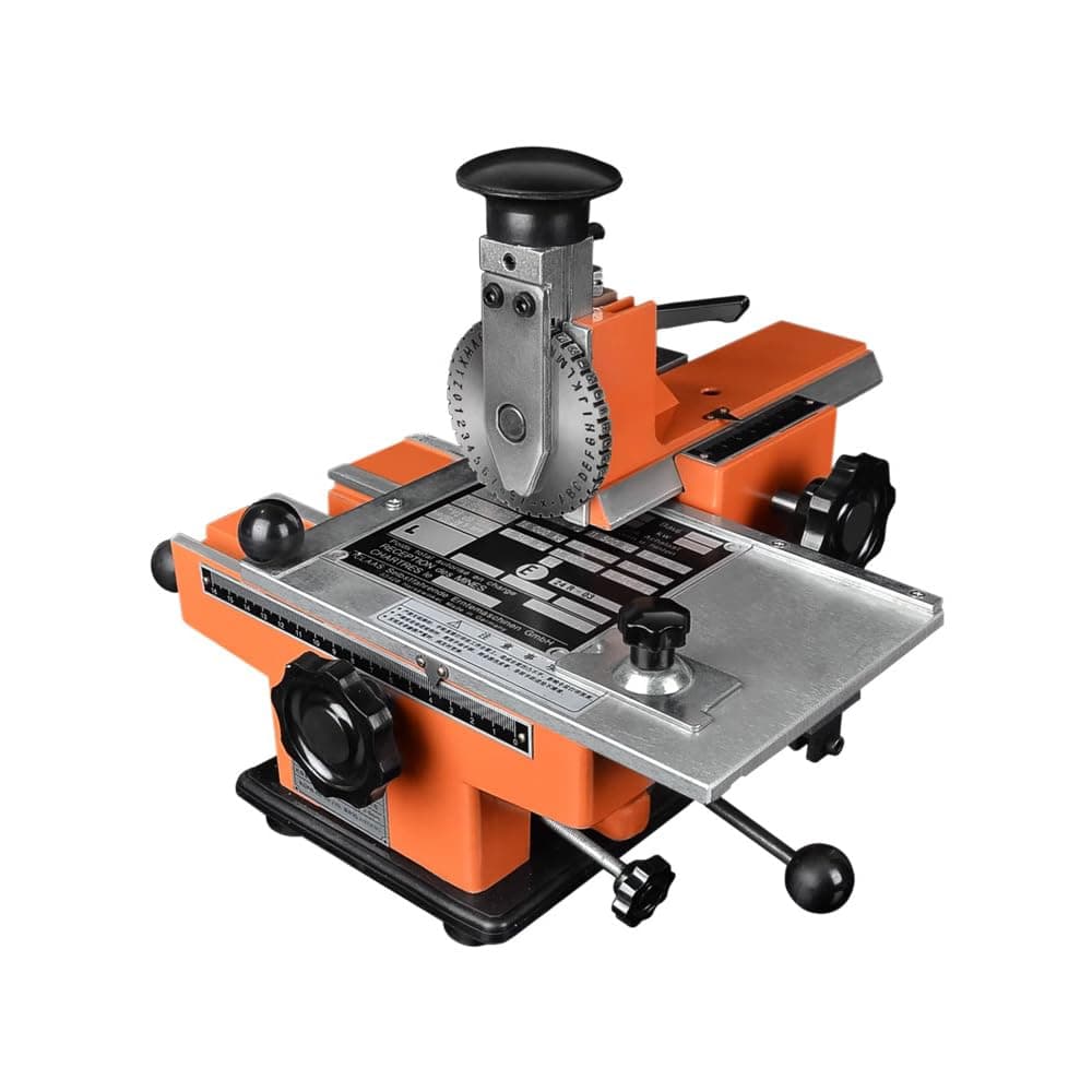 Metal Label Printer Semi-Automatic Nameplates Manual Marking Machine, for Stainless Steel and Aluminum Plate Embossing and Engraving,Dot matrix 6mm