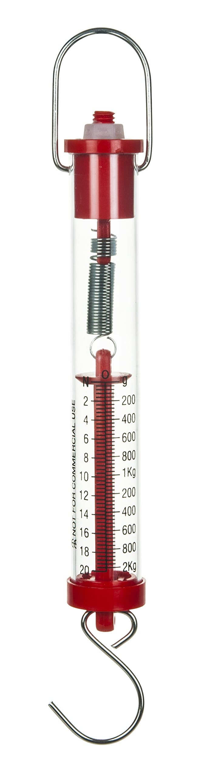Eisco Labs Acrylic Tubular Spring Scale (Dynamometer) 20N/2kg Capacity - Pull Scale, Force Meter