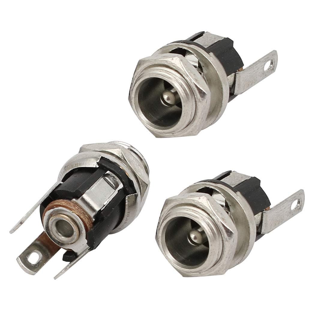 3Pcs 5.5mm Distribution electrical x 2.1mm 3 Terminals DC Power SocketMount Connector W Nuts DC-053A
