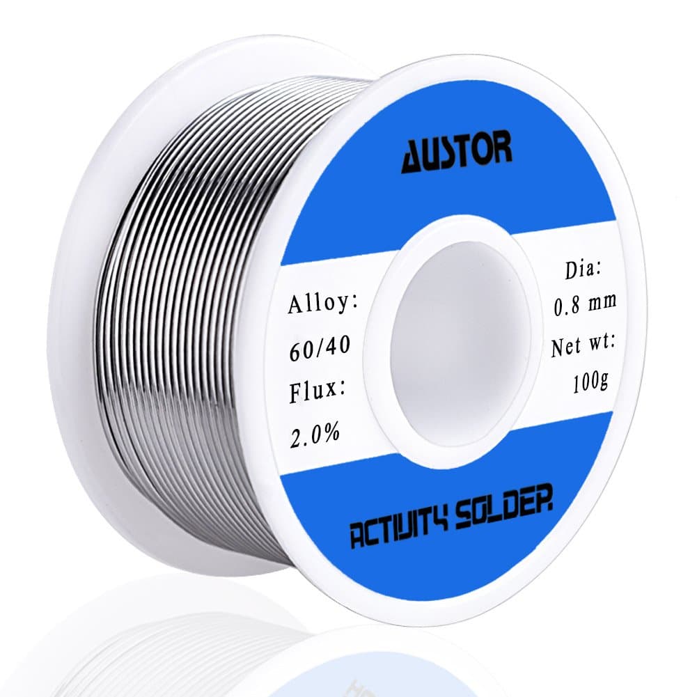 AUSTOR 60-40 Tin Lead Rosin Core Solder Wire for Electrical Soldering (100g, 0.8mm)
