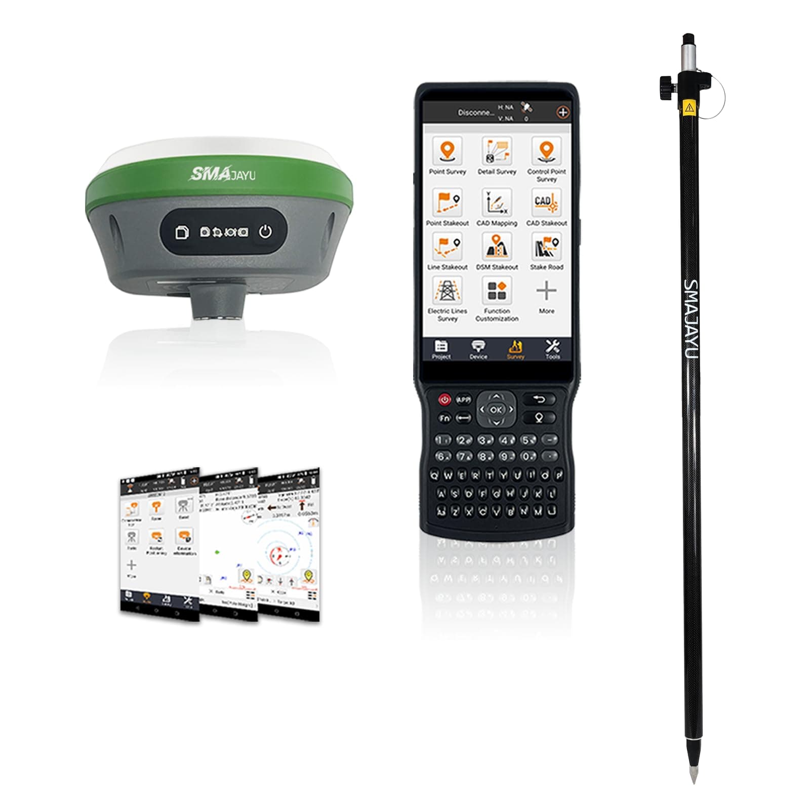SMA26 Pro Rover GNSS Receiver RTK Surveying System with Controller and Software, Work as Base Station for Drones,10000mAh,32GB,4G/BT/WiFi,Ideal for Construction & Engineering(Include Pole)