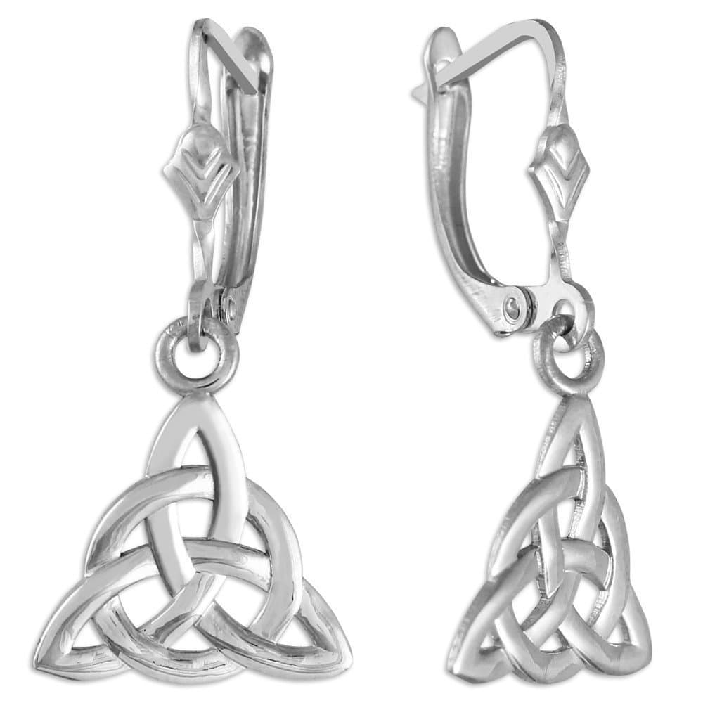 Claddagh Gold925 Sterling Silver Celtic Trinity Dangle Earrings