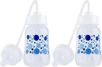 Anti-Colic Nursing System 4 oz Baby Bottle with Fast Flow Nipple/Teat 3m+ with Tube Straw Feeding System for Toddler (2 Bottles - Blue)