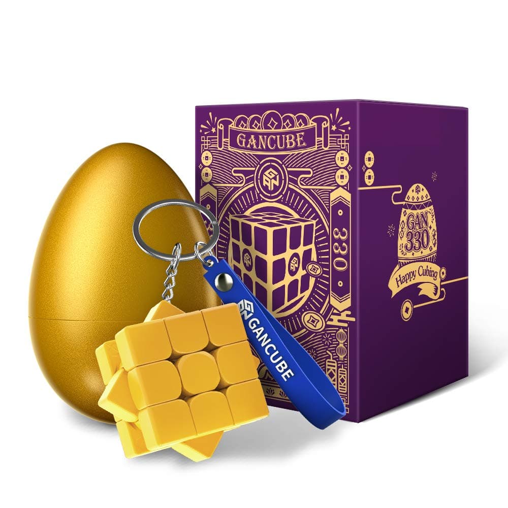 GAN 330 Easter Egg Edition, Antique Rhyme Cube Keychain Mini 3x3 Toys Gift (Yellow Loquat)